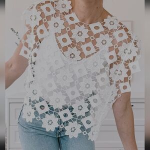 Bundle! 3 Anthropologie Maeve  Tops- Orange M, White Crochet NWT, Copper XS NWT!